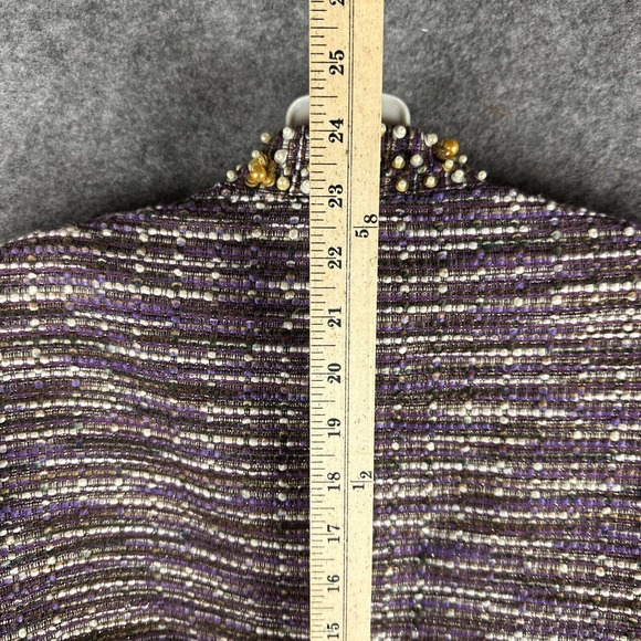 LANE BRYANT Blazer Womens 18 Purple Long Sleeve‎ Striped Embellished Open Front - Picture 12 of 14